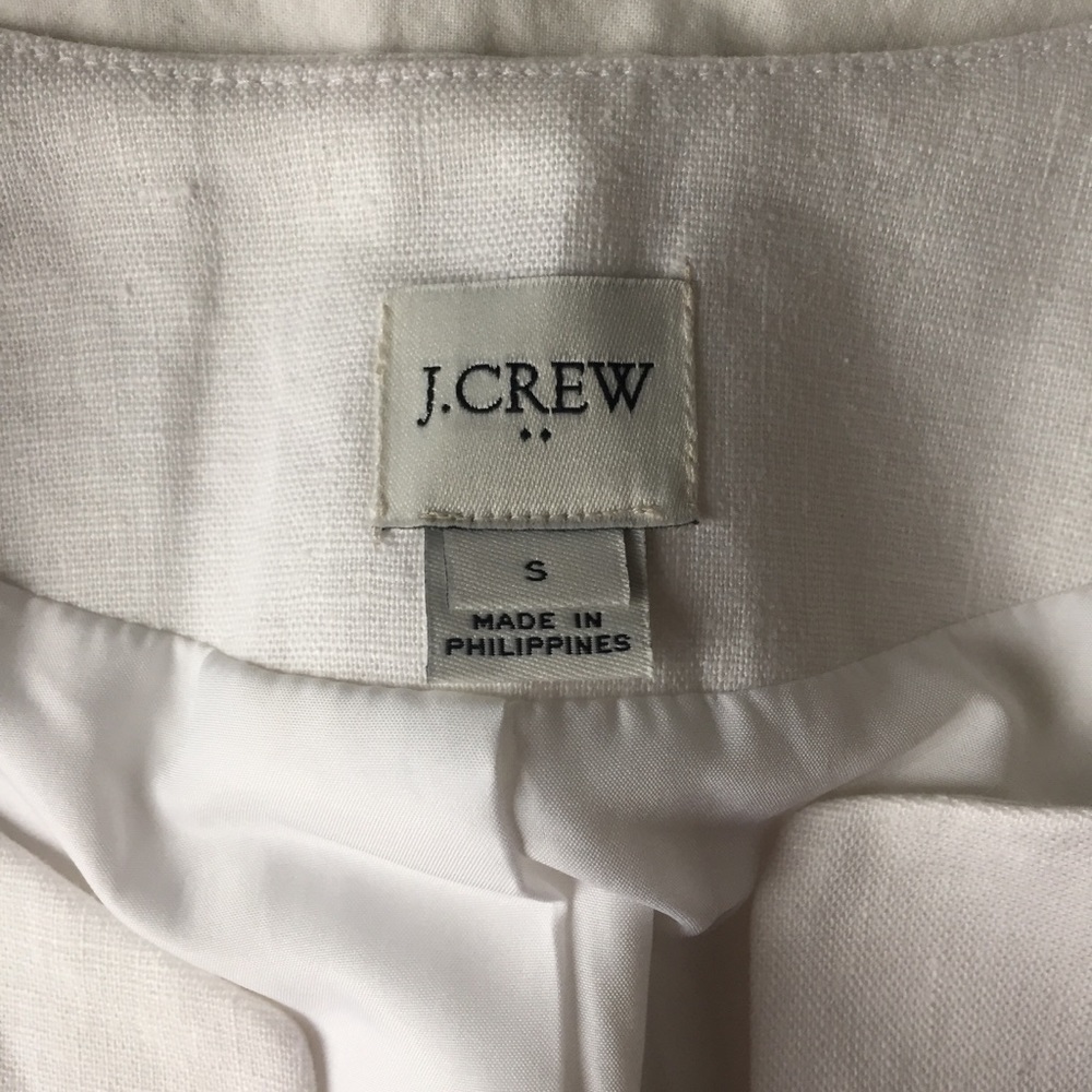 J Crew White Linen Cropped Pom-Pom Jacket - Picture 7 of 9